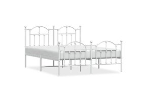 vidaXL Bedframe met hoofd- en voeteneinde metaal wit 140x190 cm