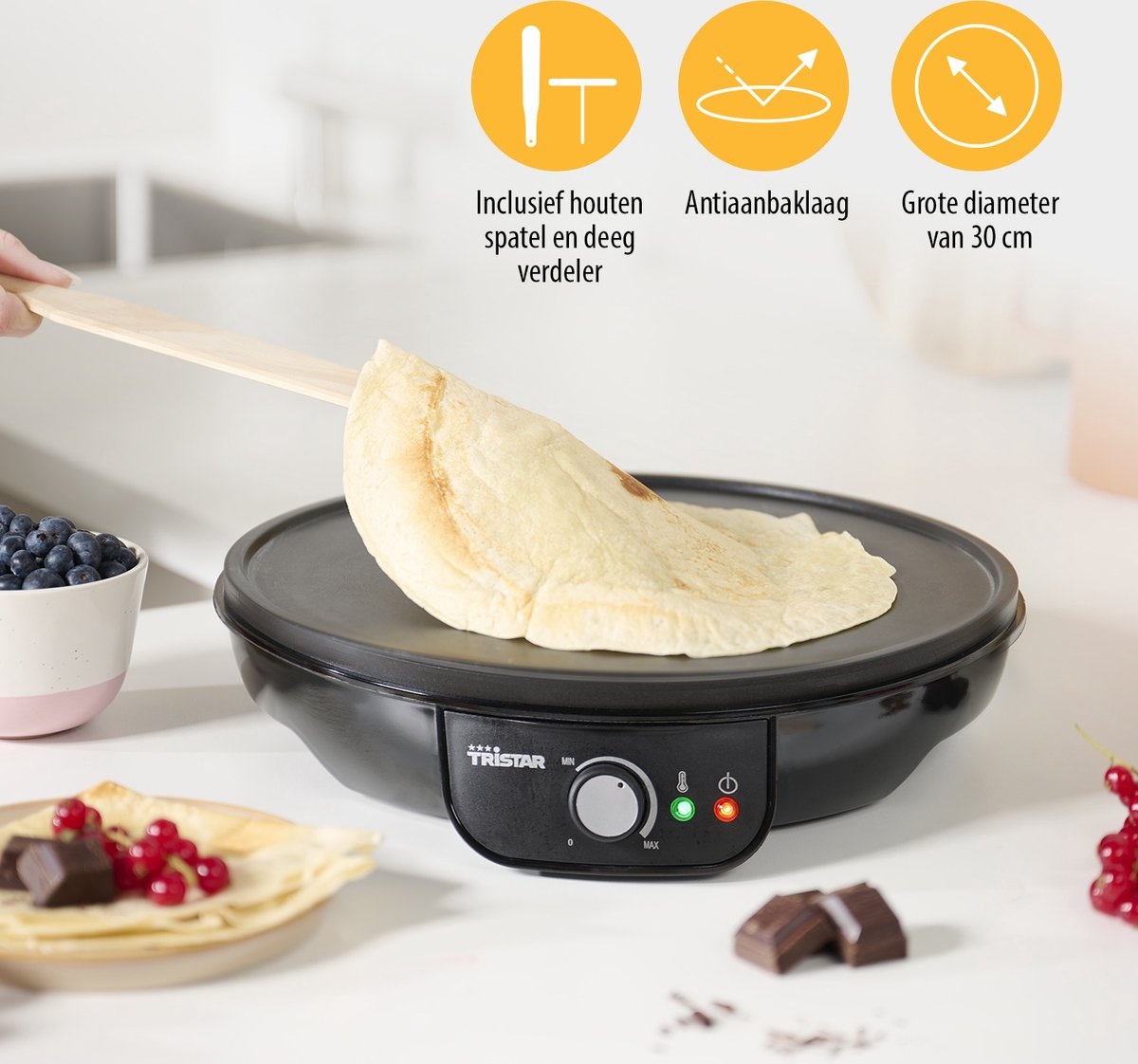 Tristar Pannenkoekenmaker BP-2637 - 1000W - 30cm - Nu 60% Korting!