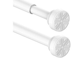 1 st Douche Rail Uitschuifbare Gordijnstang Geen Boren Spanningsstang Geen Roest Roestvrij Staal Douchegordijn Rails Voor Bad, Keuken, Warderobe, Kast 185-250cm, Wit (Diameter 25 mm)