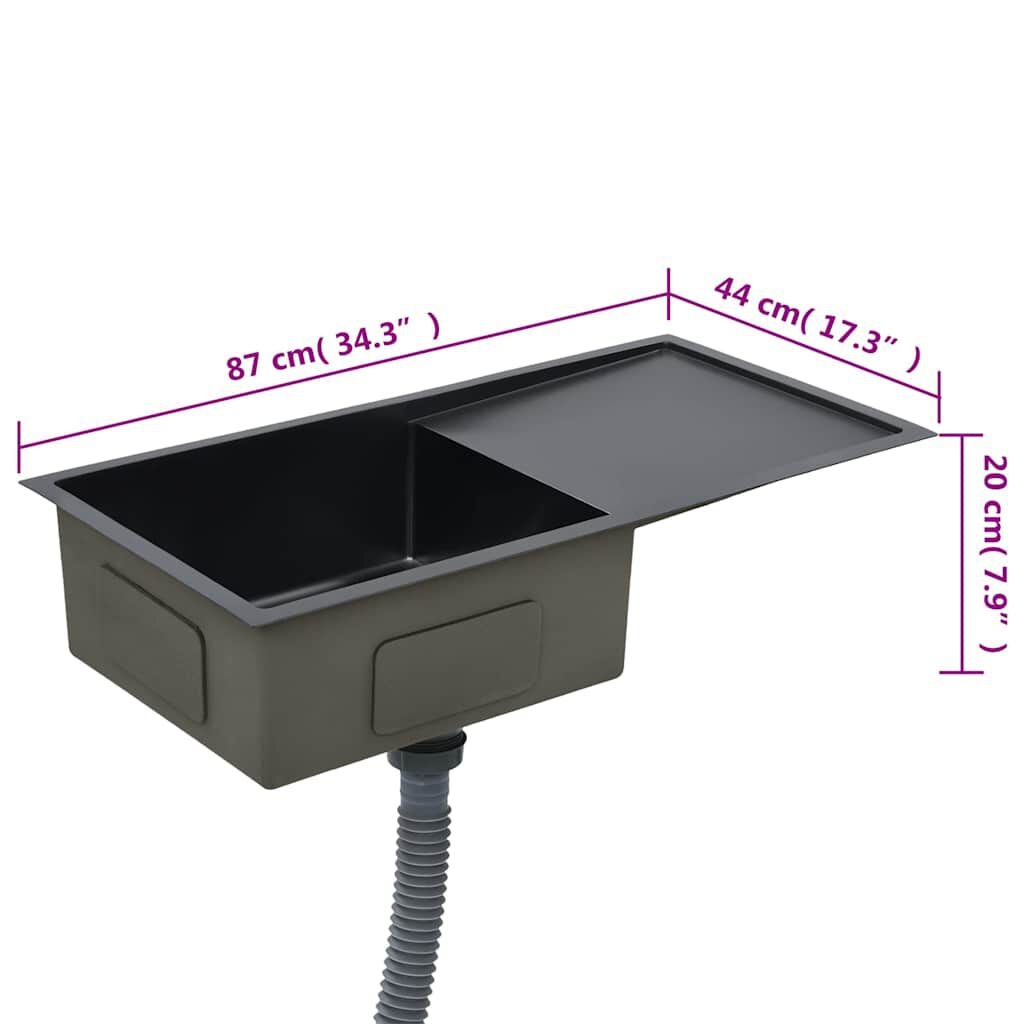 vidaXL RVS Zwarte Gootsteen met Afdruipblad - 43% Korting!