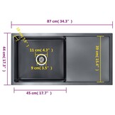 vidaXL RVS Zwarte Gootsteen met Afdruipblad - 43% Korting!