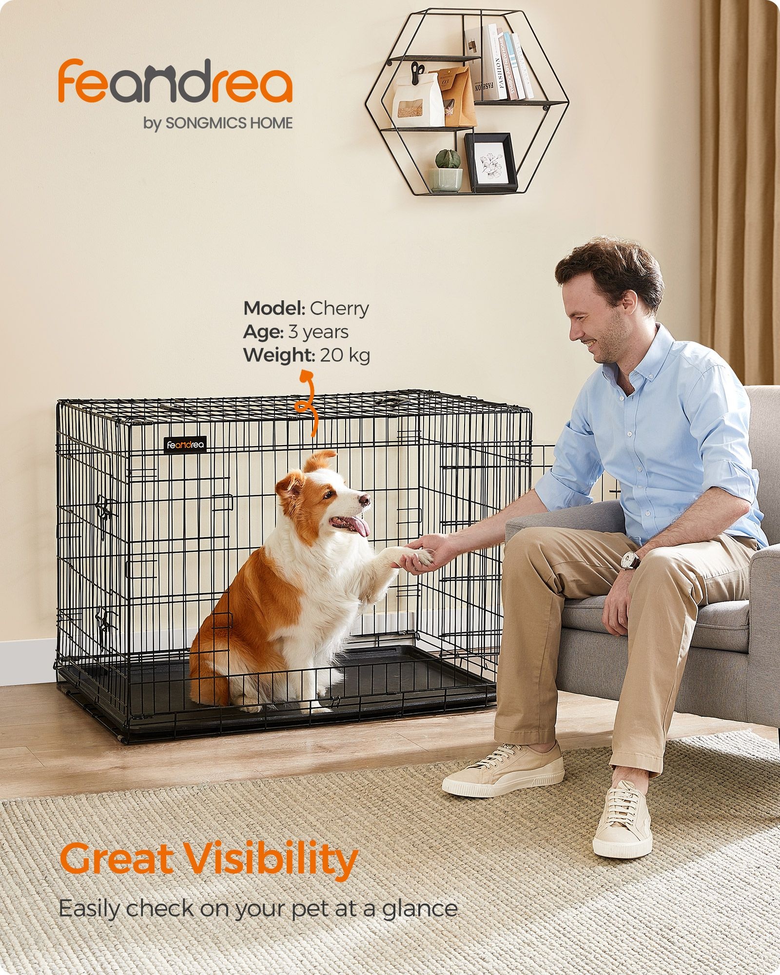 FEANDREA XL Hondenbench Zwart (55% Korting)