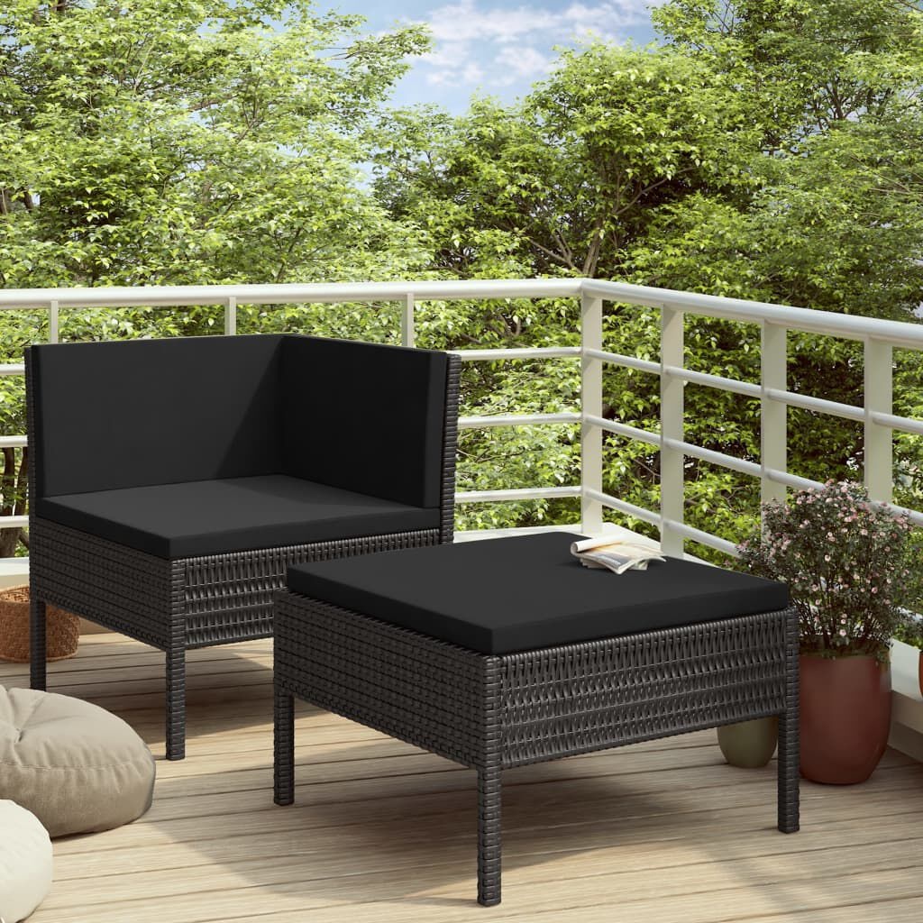vidaXL Loungeset Poly Rattan Zwart | 49% Korting | Nieuw