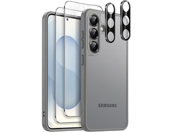 JETech 5-in-1 Samsung Galaxy S25+ Case + 2x Screen + 2x Camera Protector (Silver Shadow) - 43% Korting!