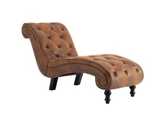 vidaXL Chaise longue kunstsuède bruin - 47% korting!