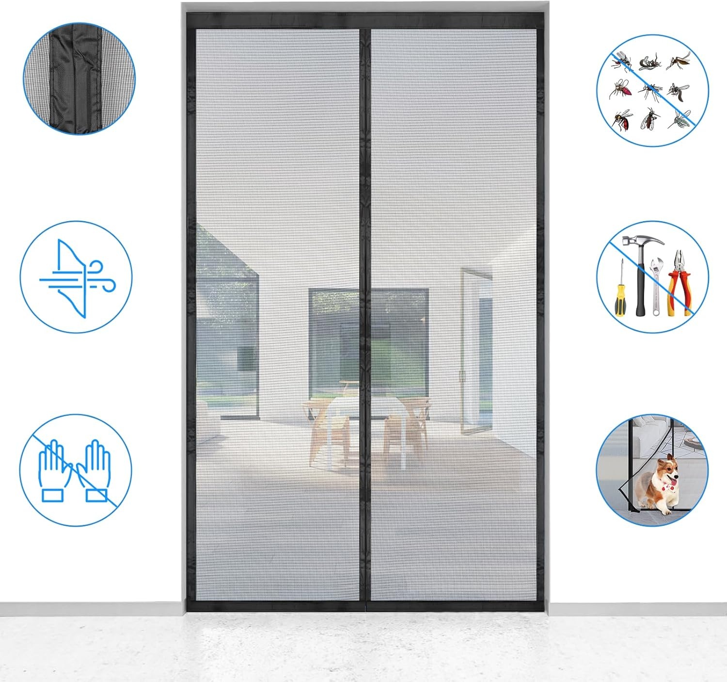 Vliegengaas Hordeur Balkon - 80x200cm - Magnetisch - 43% Korting!