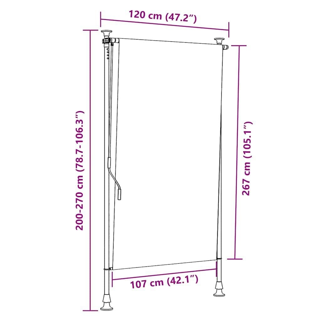vidaXL Rolgordijn Buiten 120x270 cm - Geel/Wit - 63% Korting!