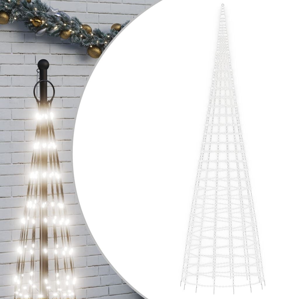 vidaXL LED-kerstboom aan vlaggenmast - 800cm - 3000 LEDs Koud Wit - 35% Korting!