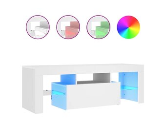 vidaXL TV-meubel met LED 120x35x40 cm Wit - Nu 35% Korting!