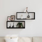 vidaXL Wandplanken 2 stuks - Zwart eiken, 60cm - Nu 35% korting!