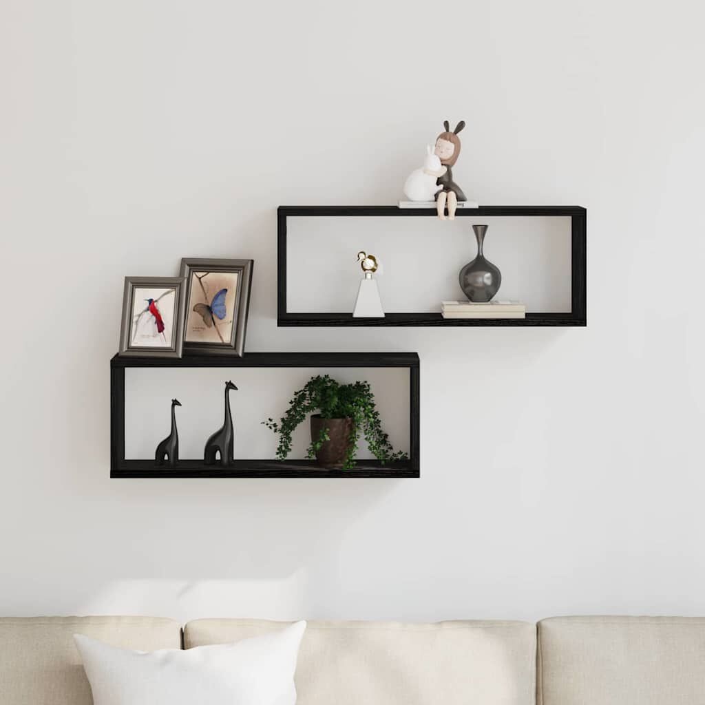 vidaXL Wandplanken 2 stuks - Zwart eiken, 60cm - Nu 35% korting!