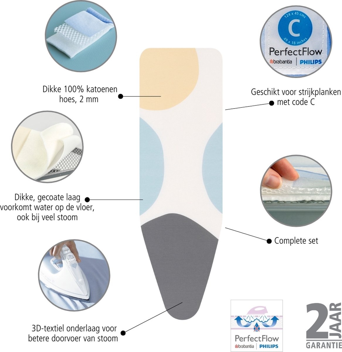 Brabantia Strijkplankhoes C Perfect Flow Spring Bubbles - 35% Korting!