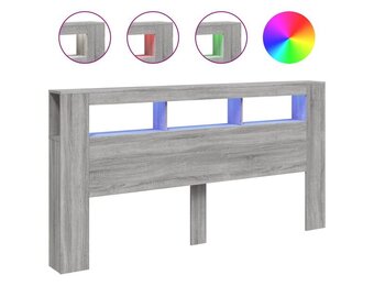vidaXL Hoofdeinde met LED - 200cm - Bewerkt Hout Grijs Sonoma - 35% Korting!