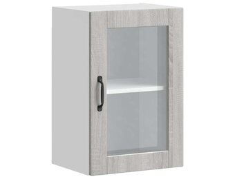 vidaXL Keukenwandkast Glasdeur Porto Grijs 55% Korting