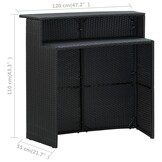 vidaXL Tuinbartafel 120x55x110 cm poly rattan zwart - 30% Korting