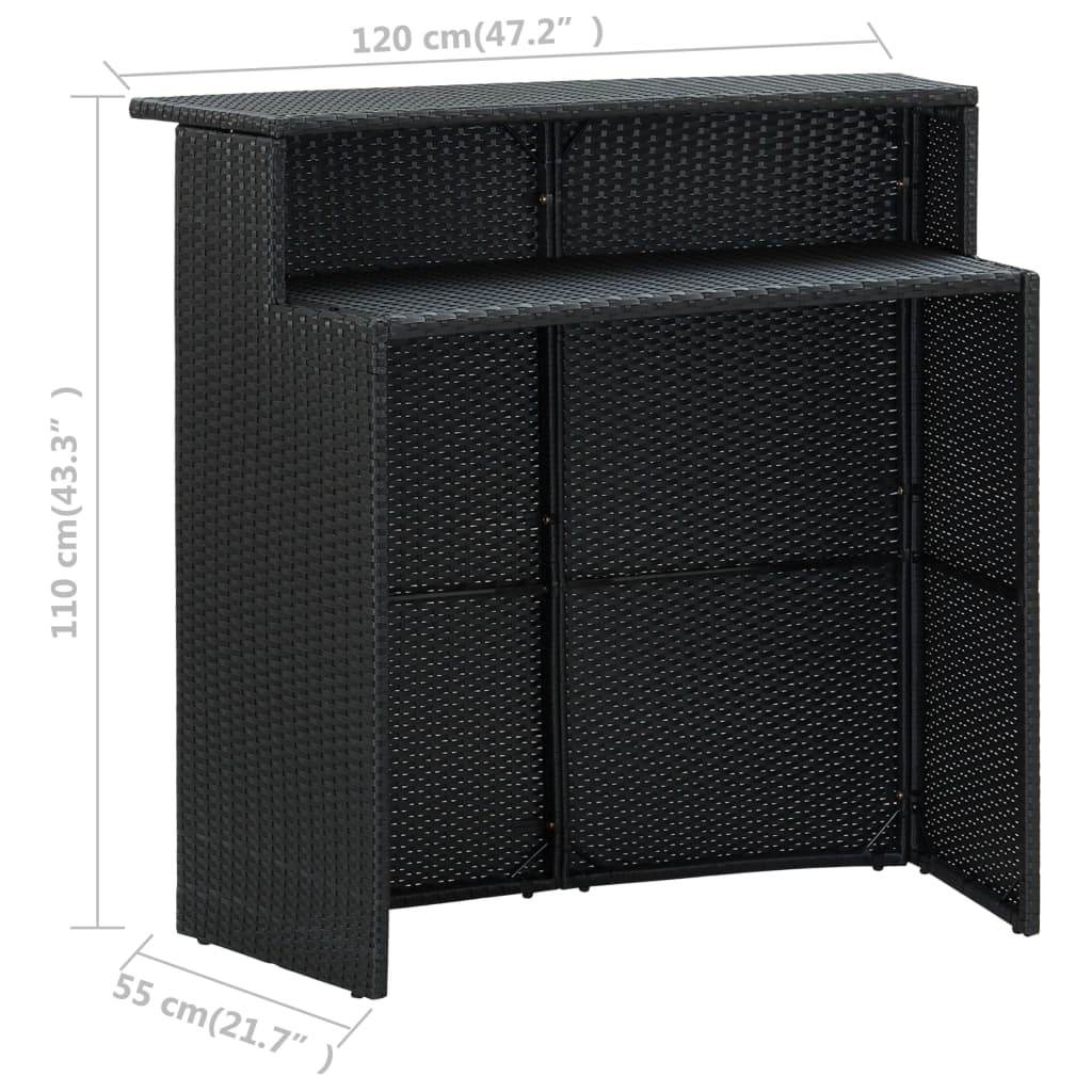 vidaXL Tuinbartafel 120x55x110 cm poly rattan zwart - 30% Korting