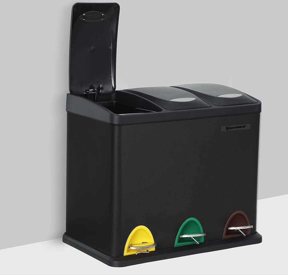 Vuilnisbak 3 Compartimenten - Zwart - 35% Korting