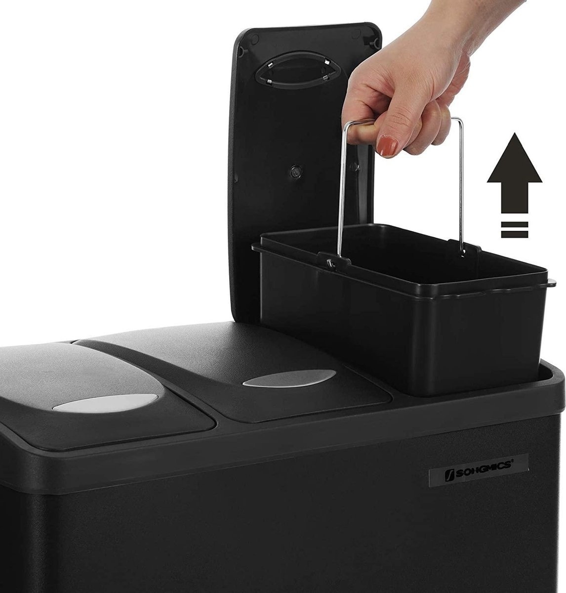 Vuilnisbak 3 Compartimenten - Zwart - 35% Korting