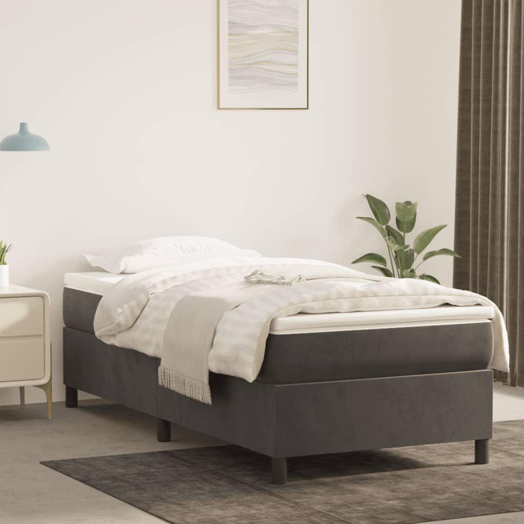 vidaXL Bedframe Fluweel Donkergrijs 90x200 cm | Nu 35% Korting!
