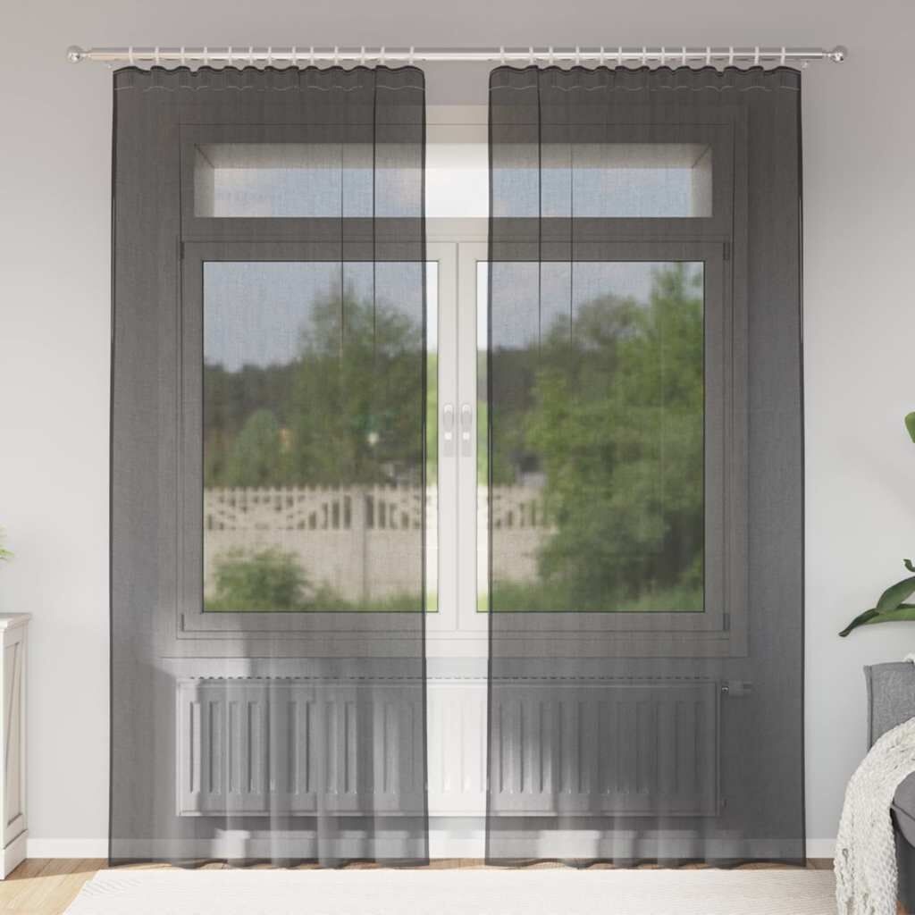 vidaXL Gordijnen Voile 2 st. Zwart - 41% Korting!