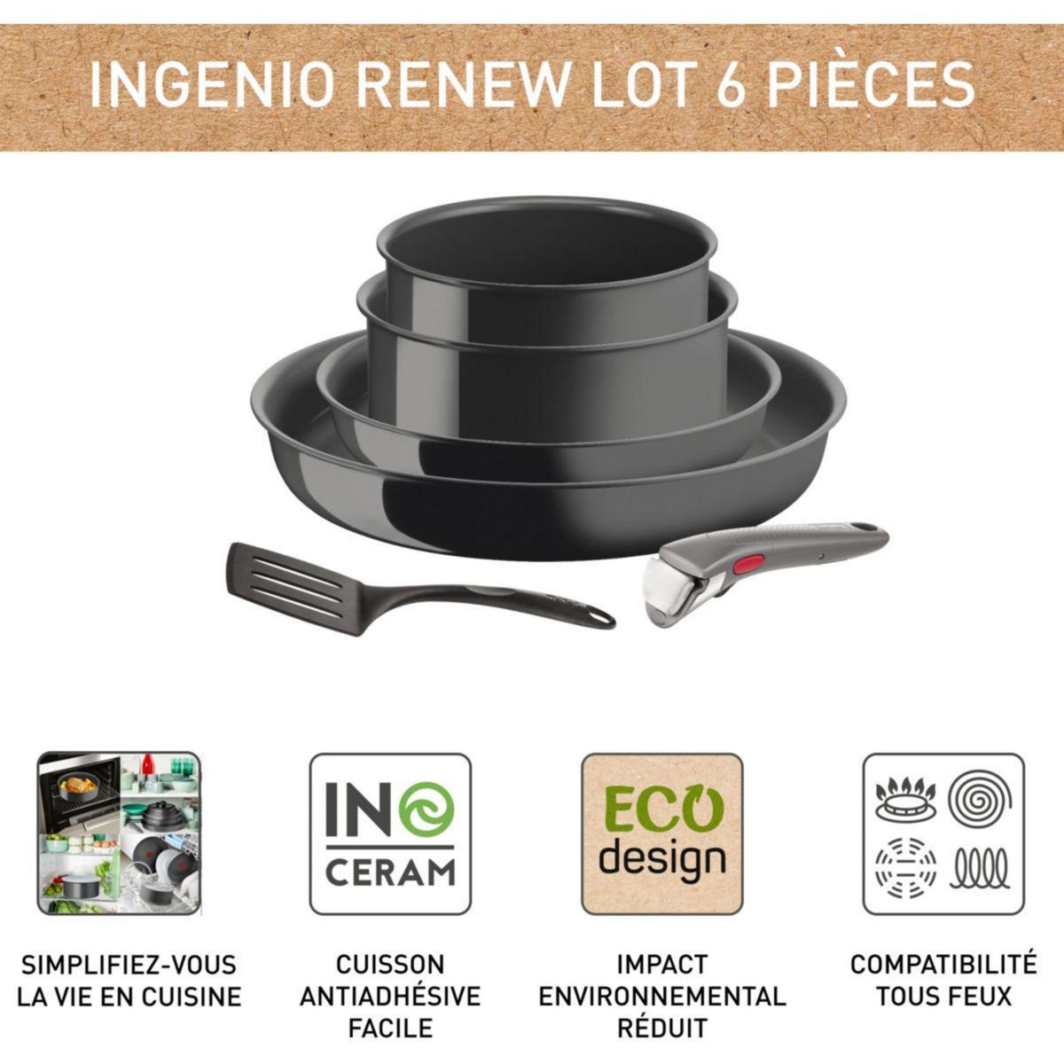 TEFAL Ingenio Renew Pannenset 6 Stuks - Keramisch & 30% Korting
