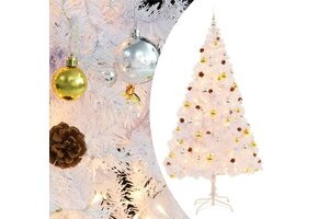 vidaXL Witte Kunstkerstboom met Verlichting & Ballen (210 cm) - 62% Korting!