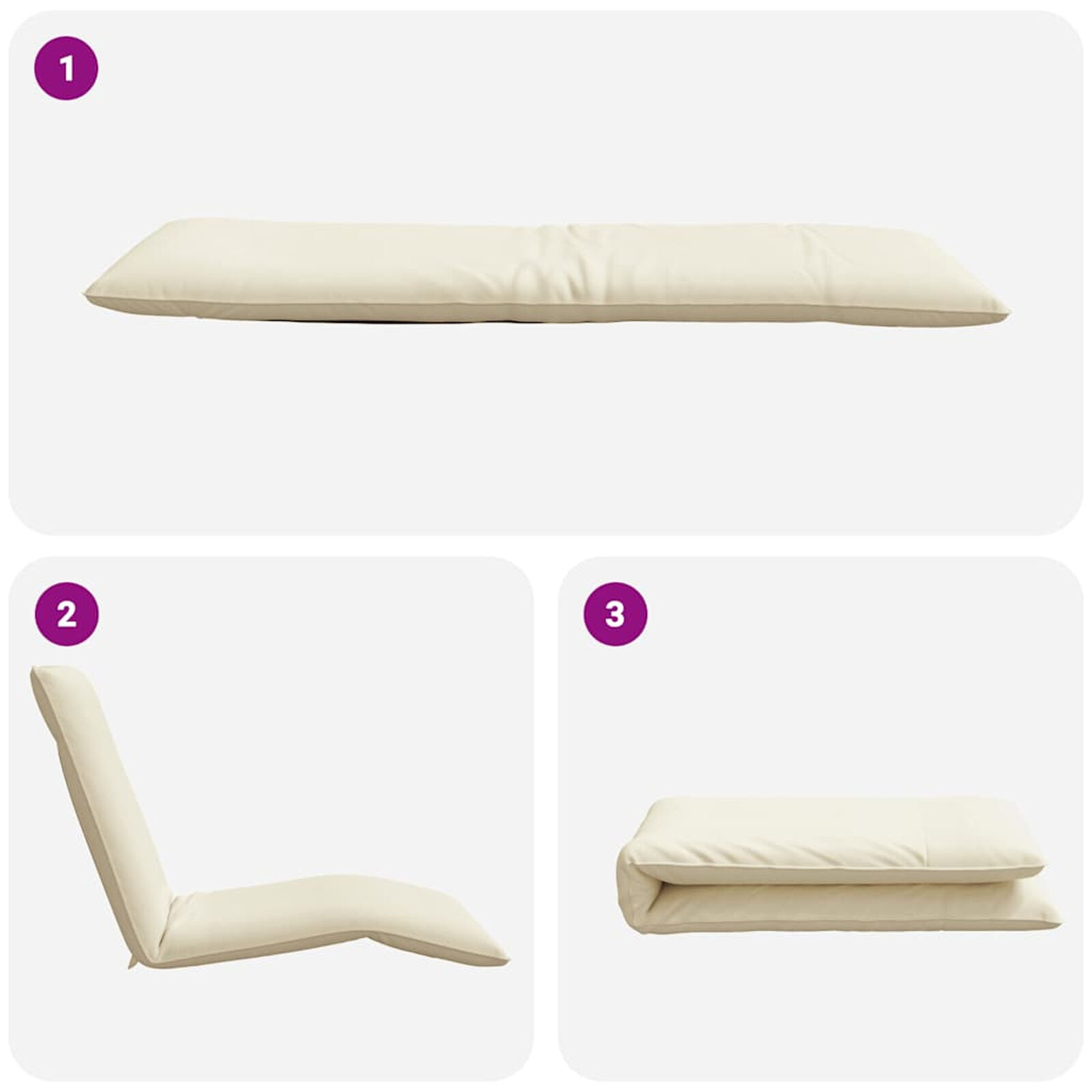 vidaXL Ligstoel Inklapbaar - Crème - 30% Korting