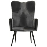 vidaXL Fauteuil Echt Leer Zwart/Grijs - Nu 55% Korting!