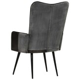 vidaXL Fauteuil Echt Leer Zwart/Grijs - Nu 55% Korting!