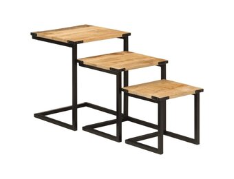 vidaXL 3-delige Salontafelset | Massief Mangohout & IJzer | 55% Korting