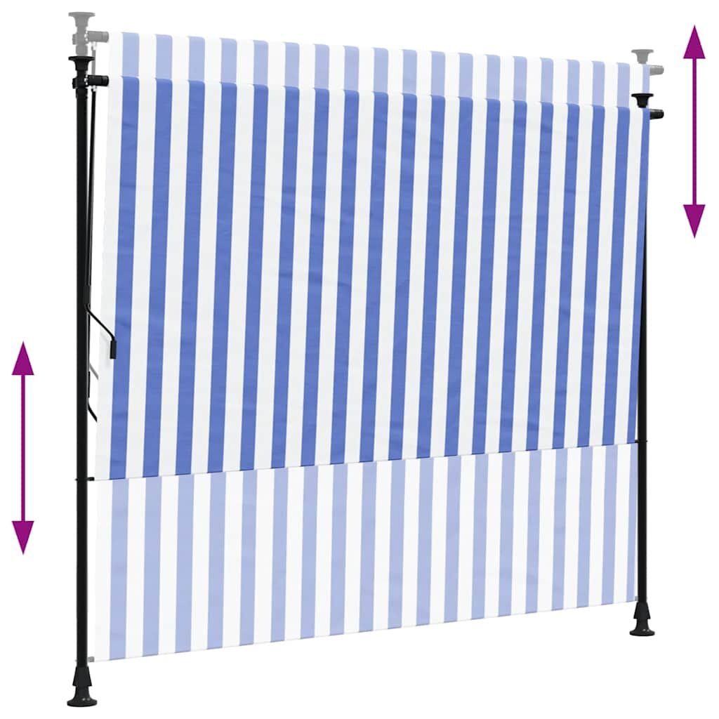 VidaXL Buiten Rolgordijn 200x270cm Blauw/Wit - 55% Korting