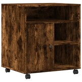 vidaXL Printerkastje met wielen | Gerookt Eiken | 35% Korting