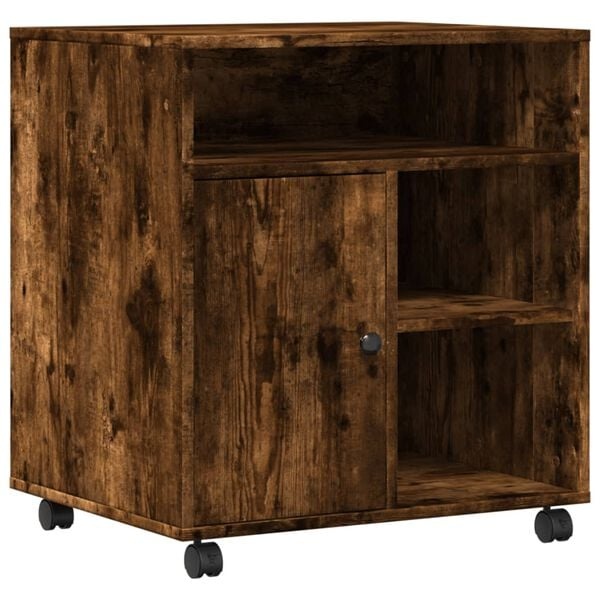 vidaXL Printerkastje met wielen | Gerookt Eiken | 35% Korting