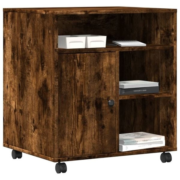 vidaXL Printerkastje met wielen | Gerookt Eiken | 35% Korting