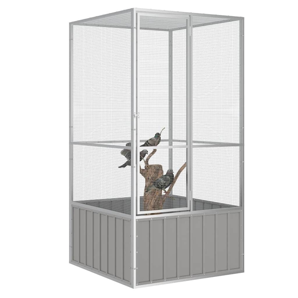 vidaXL Vogelkooi Grijs - 111x107x211,5 cm - Nu met 60% Korting!