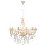 vidaXL Kroonluchter met kralen 12xE14 Wit - 55% Korting!