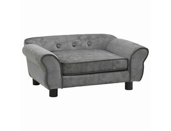 vidaXL Hondenbank 72x45x30 cm - 35% Korting - Donkergrijs Pluche