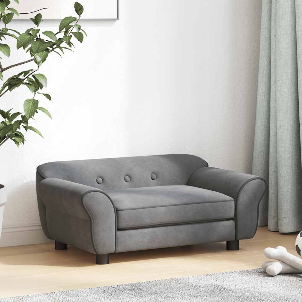 vidaXL Hondenbank 72x45x30 cm - 35% Korting - Donkergrijs Pluche