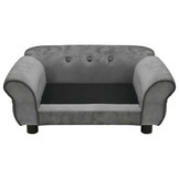 vidaXL Hondenbank 72x45x30 cm - 35% Korting - Donkergrijs Pluche