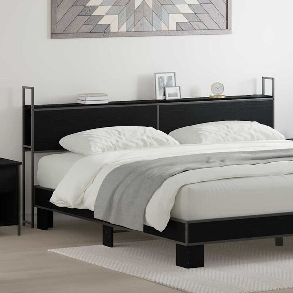 vidaXL Bergend Hoofdeinde met Oplaadstation Zwart eiken - Nu met 30% Korting!