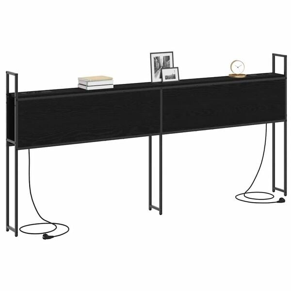 vidaXL Bergend Hoofdeinde met Oplaadstation Zwart eiken - Nu met 30% Korting!