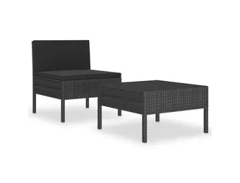 vidaXL Loungeset Poly Rattan Zwart - 63% Korting!