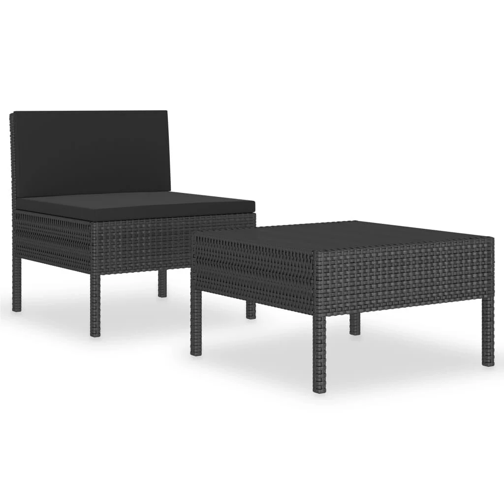 vidaXL Loungeset Poly Rattan Zwart - 63% Korting!