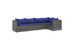 vidaXL 5-delige Loungeset Poly Rattan Grijs | -30%