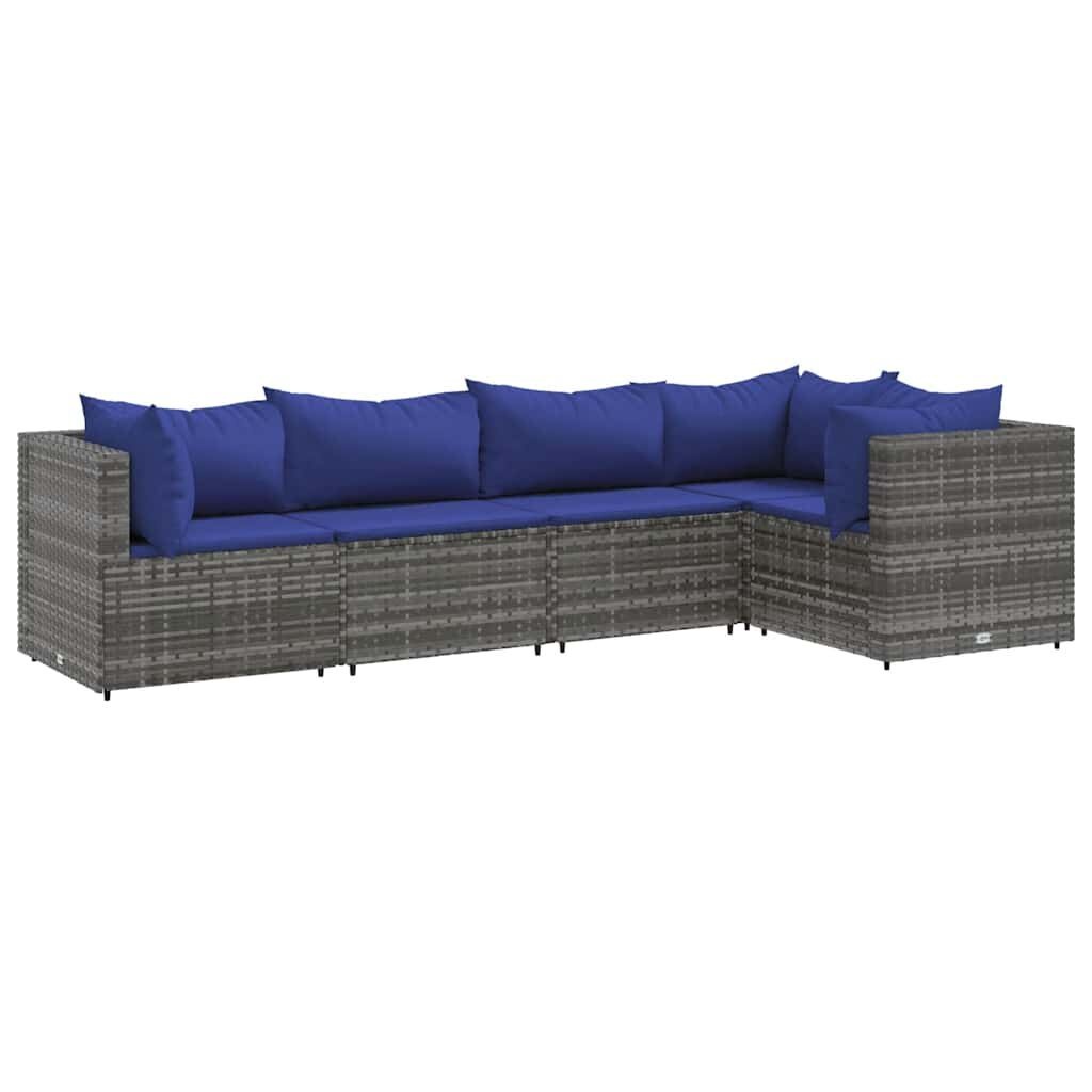 vidaXL 5-delige Loungeset Poly Rattan Grijs | -30%