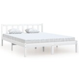 vidaXL Bedframe Grenenhout Wit (60% Korting) - 135x190 cm