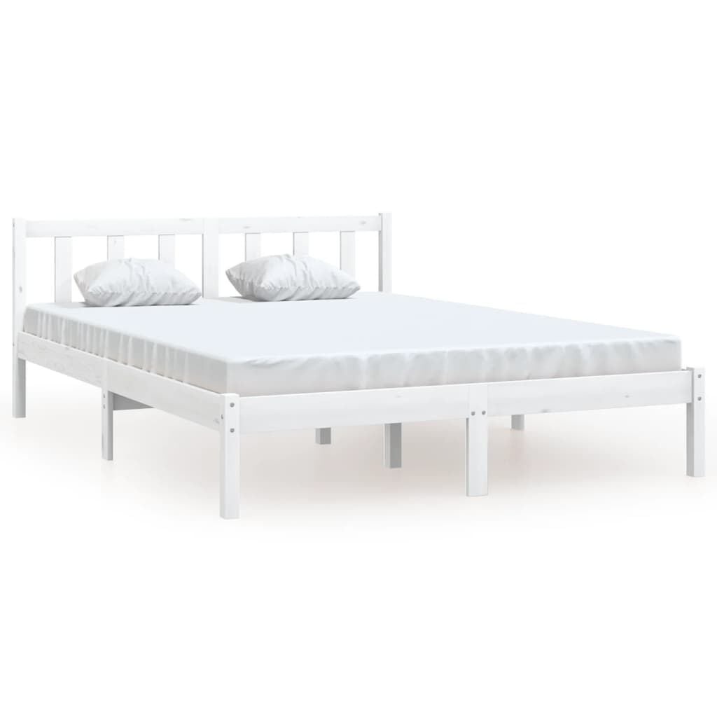vidaXL Bedframe Grenenhout Wit (60% Korting) - 135x190 cm