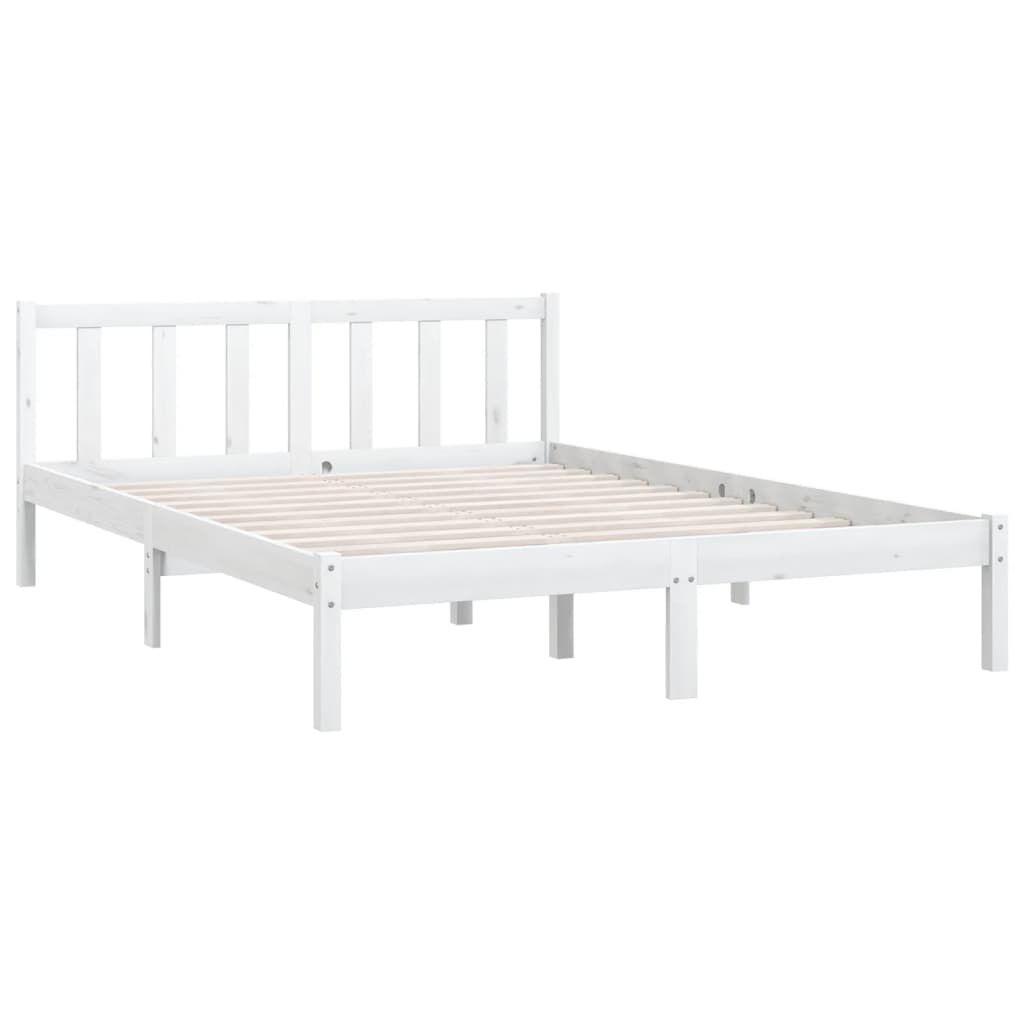 vidaXL Bedframe Grenenhout Wit (60% Korting) - 135x190 cm