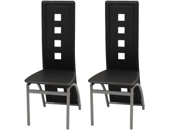 vidaXL Eetkamerstoelen 2 st kunstleer zwart - 37% Korting!