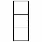 Drzwi wewnętrzne 93x201,5 cm szkło hartowane aluminium czarne
